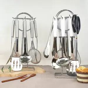 DAMDA 스텐 조리도구 세트 키친툴 9종 올스텐 화이트 회전거치대포함