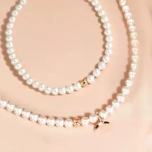 [리즈타라]14k 고래꼬리 펜던트 스왈진주 5mm 목걸이+14k 금볼 5mm진주 팔찌 세트