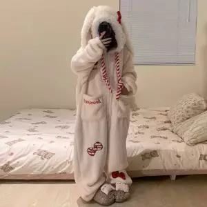 극세사 캐릭터 수면 잠옷 제품 올인원 여성용 강아지 토끼 점프슈트