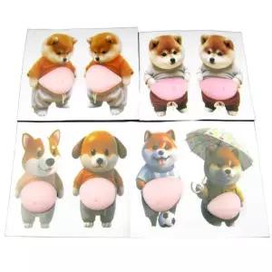 강아지뱃살스티커 3D스티커 강아지 큰뱃살 쥐어짜기 스트레스 해소 장난감 시바견 충돌방지