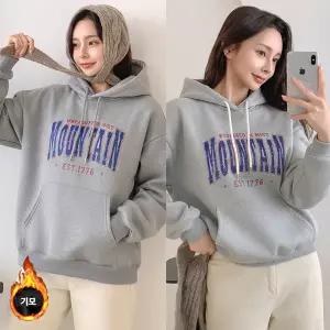 미스트 기모 후드 맨투맨 긴팔 BOX 여성 오버핏 티셔츠 (3컬러) 박시핏 빅사이즈