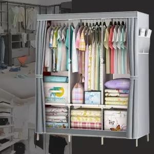 커튼형 옷장 이동식 드레스 시스템 조립식 옷장 행거 선반 베란다 수납장 정리함 가벼운 패브릭 기숙사