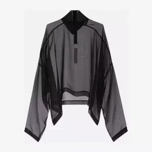 시어 실크 시폰 하이넥 크롭 블라우스 RP01F6216 S09