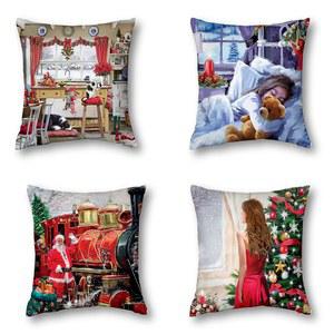 크리스마스 장식 쿠션 커버 - 축제 분위기로 가정 거실 장식을 60x60 45x45 40x40 50x50 업그레이드하세요