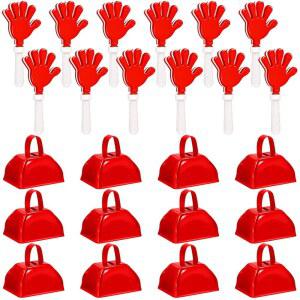 24개의 금속 카벨과 핸드 클래퍼가 장착된 치어리더 치어리딩 아이템 축구 농구 경기 스포츠 이벤트 팀 스피릿 위크 볼 댄스 파티 추천 (빨간색)