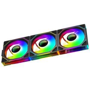 정글 레오파드 PC 팬 120 인피니티 미러 모듈 데이지 체인 5V ARGB PWM 케이스 120mm 트리플 팩, 컴퓨터 및 CPU 냉각에 적합 (블랙 리버스)