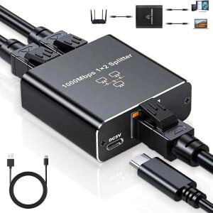 RJ45 스플리터 1대2 이더넷 어댑터 인터넷 네트워크 케이블 익스텐더 기가비트 커넥터 커플러 PC TV 박스