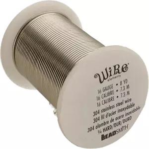 비드스미스 스테인리스 스틸 와이어 u2013 304 등급 변색 방지 원형 16 게이지 8 야드 스풀 보석 제작 조각