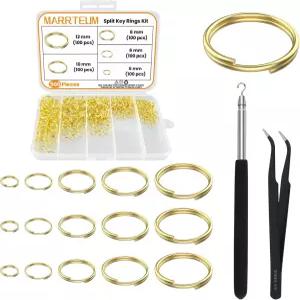 MarRTEUM 500개 더블 오픈 점프 링 키트 아연 합금 미니 원형 분할 공예 열쇠고리 보석 제작용 이중 루프