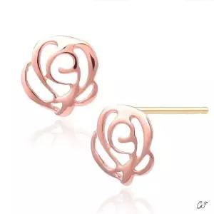 트위스트귀걸이 심플귀걸이 장미 골드 14K 금 (WFJ5A3P)
