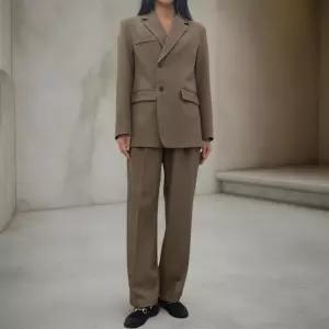 여성 정장 스타일 허리띠 클래식 긴팔 재킷