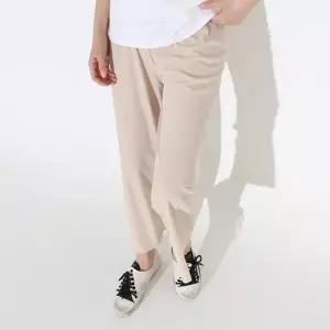 고품질 긴바지 면바지 일자 세미 신상 여성바지 면 허리밴딩 (WFJ46PD)