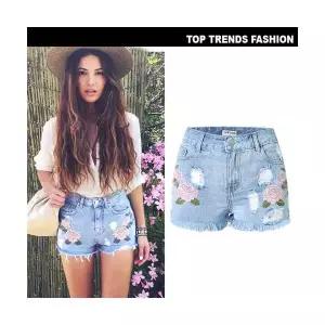여성 여자 핫팬츠 입체 데님 꽃 스타일링 자수 3D KS4