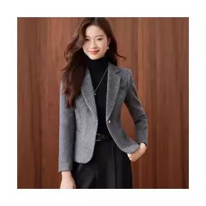 여성용 후드 가디건 투피스 모직 빅사이즈 가을 겨울 슬림핏 카디건 코트 KS4