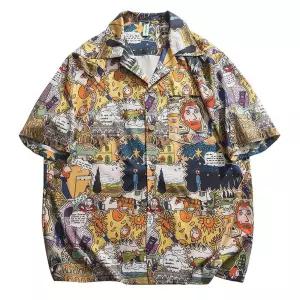 반팔 남방 하와이언 하와이언셔츠 비치셔츠 카툰 여름 남자