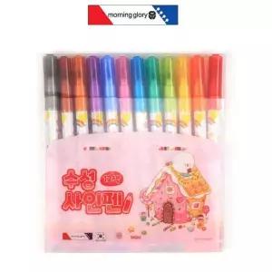 고품질 컬러 수성 싸인펜 12색 핑크 문구 사인펜 아트 용품 (WFJQGS9)