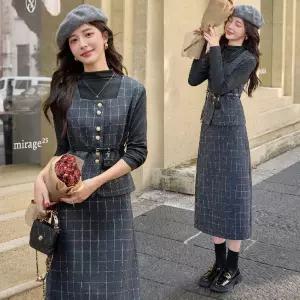 여자 정장세트 프렌치 모직 조끼 세트 스커트 가을 겨울 유행 원픽4