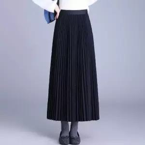 여자스커트 플리츠 모직 스커트느낌 롱 A라인 스커트 겨울 밴딩 원템4