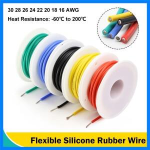 유연한 실리콘 와이어 롤 30/28/26/24/22/20/18/16AWG 내열성 실리콘 고무 절연 주석 도금 구리 케이블 600