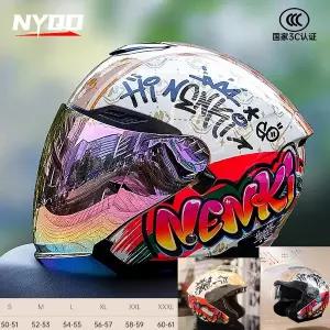 바이크 오토바이 반모헬맷 헬멧 NENKI 전기 성격 낙서 DOT EC링 기관차 하프 3/4 오픈 페이스