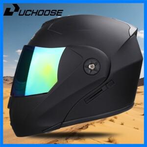 UCHOOSE 신형 오토바이 헬멧 풀페이스 레이싱 더블 선바이저 남녀 공용 플립업 더블 렌즈 DOT 인증