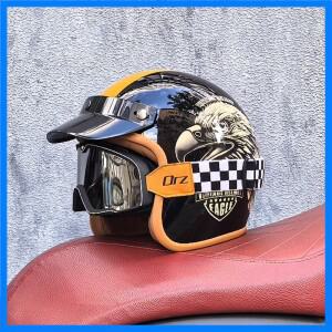 레트로 세미 오픈 오토바이 헬멧 크로스 컨트리 오토바이 액세서리 오토바이 헬멧 겨울에 3/4 레트로 헬멧