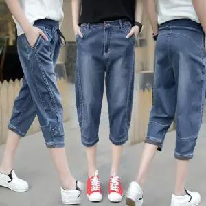 배기 청바지 여성 와이드 데님 여자 9부 칠부바지 일자핏