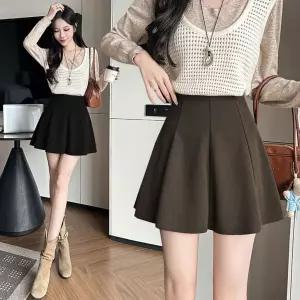 미니코코네 여자 쉬폰 스커트 시폰 모직 가을 겨울 블랙 A라인 플리츠 볼륨 DOS4