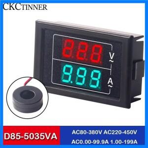 D85-5035VA 디지털 전압계 전류계 LED 듀얼 디지털 전압계 게이지 AC80-380/220-450V AC0.00-99.9A 1.00-19