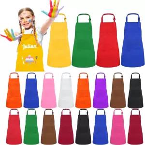 Ecoofor 24피스 12가지 색상 앞치마 세트 XL 7-13세 셰프 주방 요리 베이킹 페인팅용 그림