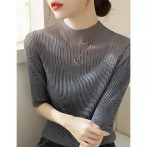 시스루 폴라티 여성 셔링 긴팔 여자 목폴라 스판 망사