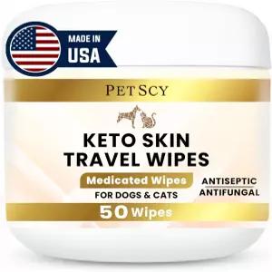 펫시 케토 스킨 여행용 물티슈 - 발 귀 안면 주름 겨드랑이 및 기타 반려견과 고양이를 위한 민감 부위용