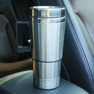 전기 가열 차량용 주전자 12V/24V 물 커피 우유 보온 머그컵 300ML 물 가열기 병 스테인리스 스틸 보온 음