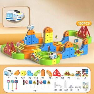 어린이 자석 블록 세트 매직 트랙 기차 레일 자동차 큐브 미로 장난감 DIY 조립 STEM 교육용 장난감 생일 선물 크리스마스