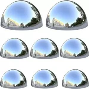 HomDSIM 8pcs 하프 글레이징 글로브 미러볼 실버 304 스테인리스 스틸 중공 광택 반사 매끄러운 정원 구