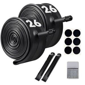 [미국배송] 비토그 자전거 튜브 26 X 1.95 표준(32MM) 슈레이더 밸브 26인치 튜브 타이어 레버 2개 및 접착 패치 6개 포함 1.75 ~ 2.125 튜브(2팩 32MM)