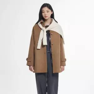 [백화점 정품] 25FW 울 알파카 핸드메이드 미디움 코트 - 옐로이시 브라운 BF5X30C04B