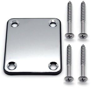 [미국배송] 메탈 일렉트릭 베이스 기타 넥 플레이트 조인트 강화 부품(크롬) 연결