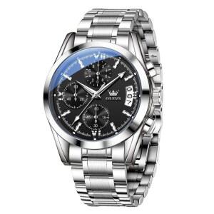 남성용 럭셔리 아날로그 방수 스테인리스 스틸 캐주얼 빅 페이스 크로노그래프 클래식 패션 로만 숫자 쿼츠 데이트 손목시계 릴로지 파라 홈브레