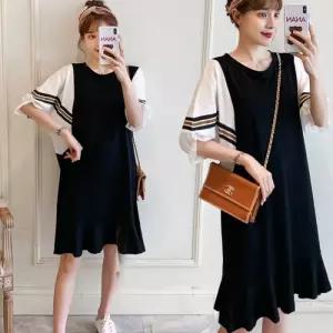 여성가오리핏 페이크 레이어드 원피스 URK-291