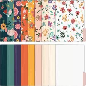 EOOUT 18 팩 장식 파일 폴더 꽃 귀여운 글자 크기 컬러 1/3 컷 탭 9.6 x 11.6 인치 사무실 학교 가정용