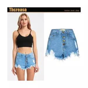 여성 여자 데님 스키니진 하이웨스트 핫팬츠 찢청 KS4