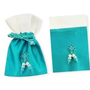 명절조리개 전통 외국인 이쁜맵시 돋보이는 새해복주머니 청록 (WFJ6Z4G)