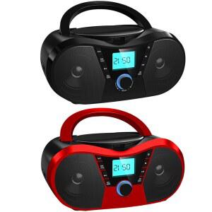 시디플레이어 CD 플레이어 붐박스 FM 라디오 블루투스 호환 USB 포트 스테레오 사운드 스피커 Aux 입력 및 헤드폰 잭 MP3 플레이어 3 5mm