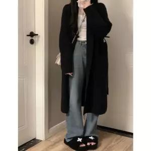 여자 롱가디건 루즈핏 니트 가디건 추동 아우터 미디 코트 원픽4