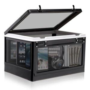 개인 물품을 보관할 수 있는 랄리버스 대형 자물쇠 상자, 사무실 사물함/학교/의약품/스낵/폰 감옥/전자/가정용 24리터 조합 보관함(블랙앤화이트)