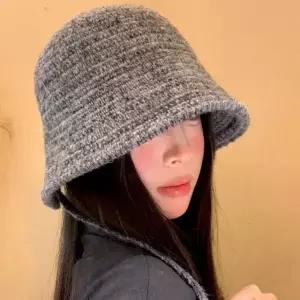 여성 보온 방한 가을 단색 울 끈 버킷햇 벙거지 모자 (WFK6E53)