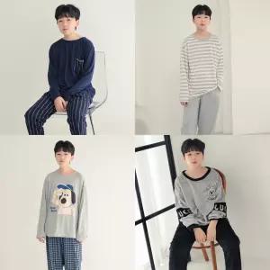 남자 주니어 사계절 긴팔 긴바지 잠옷 세트 청소년 중학생 고등학생