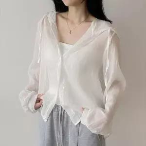 [아트박스]/라이니 시스루 린넨 후드 셔츠 바람막이 ou-4181c