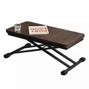 원목 월넛 나뭇결 티테이블 거실 접이식 높이조절식탁